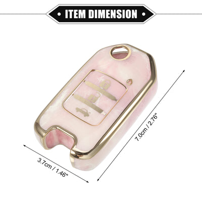 Harfington Key Fob Cover Compatible for Honda Accord 13-19 for Honda CR-V 15-19, Durable TPU Pink 3 Button Porcelain Pattern Remote Key Fob Case Protection Shell