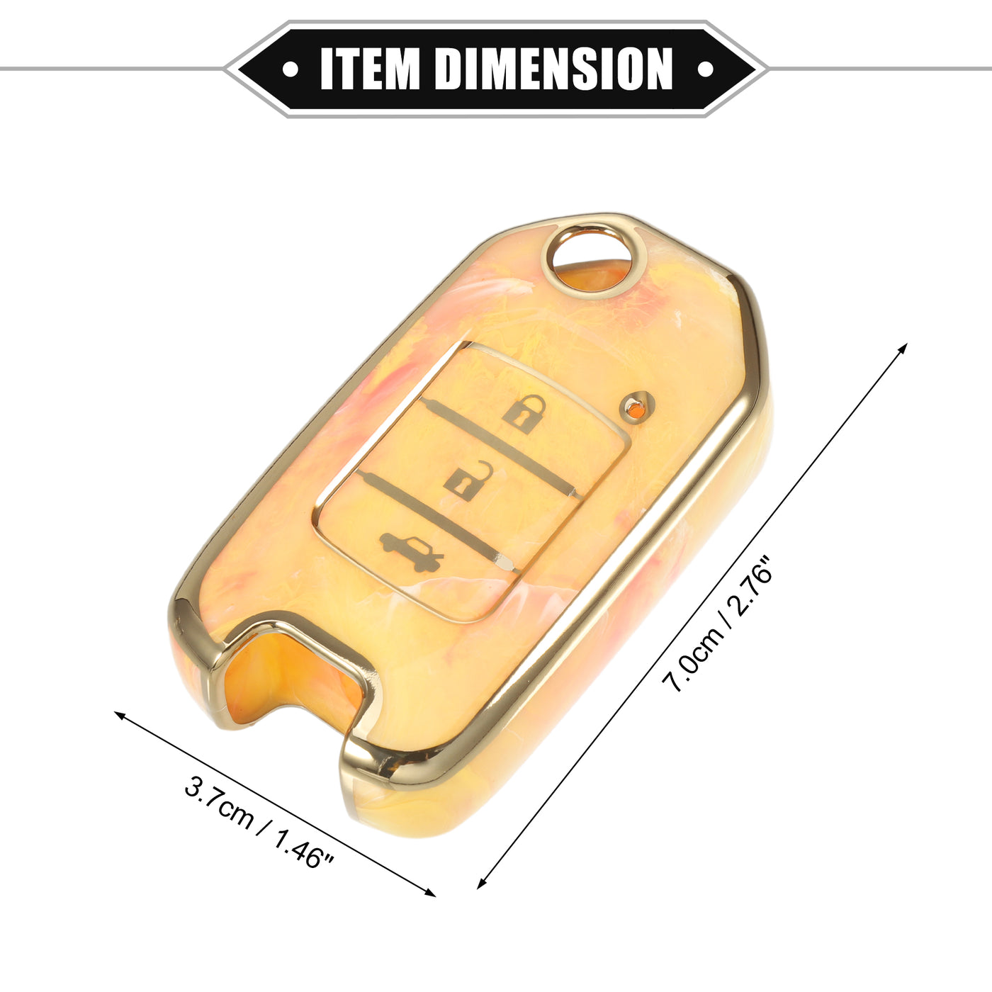 VekAuto Key Fob Cover Compatible for Honda Accord 13-19 for Honda CR-V 15-19, Durable TPU Orange 3 Button Porcelain Pattern Remote Key Fob Case Shell