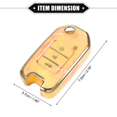 Harfington Key Fob Cover Compatible for Honda Accord 13-19 for Honda CR-V 15-19, Durable TPU Orange 3 Button Porcelain Pattern Remote Key Fob Case Shell