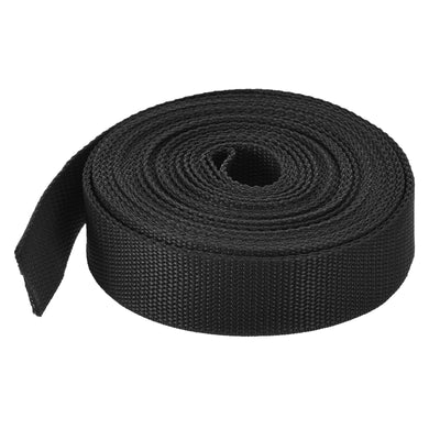 Harfington Lightweight Polypropylene Webbing Strap 1 1/4" 10 Yard Backpack Strapping Band Black for Outdoor Luggage Cargo Straps