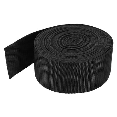 Harfington Lightweight Polypropylene Webbing Strap 2" 10 Yard Backpack Strapping Band Black for Outdoor Luggage Cargo Straps