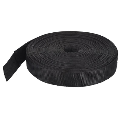 Harfington Lightweight Polypropylene Webbing Strap 1 1/2" 25 Yard Backpack Strapping Band Black for Outdoor Luggage Cargo Straps