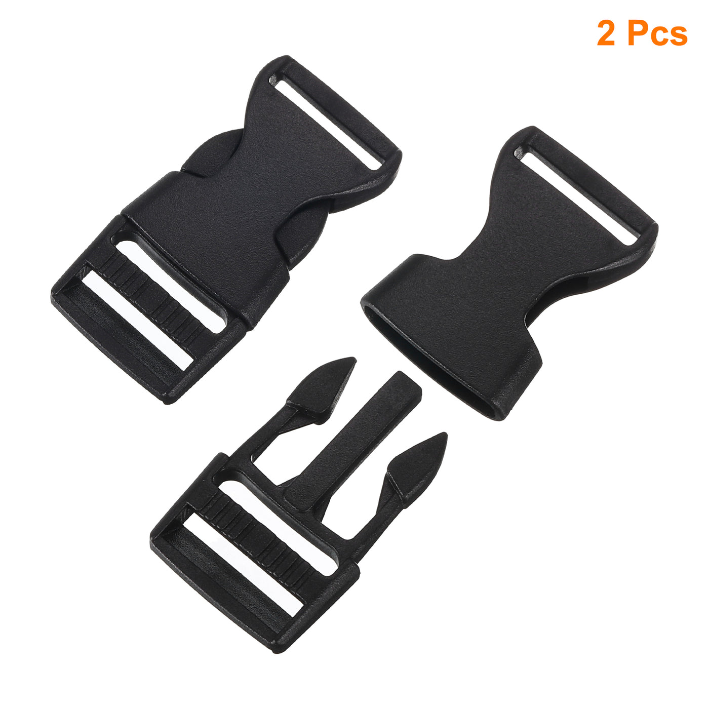 uxcell Uxcell 2Pcs 3/4" Plastic Dual Adjustable Side Release Buckle for Backpack Strap Black