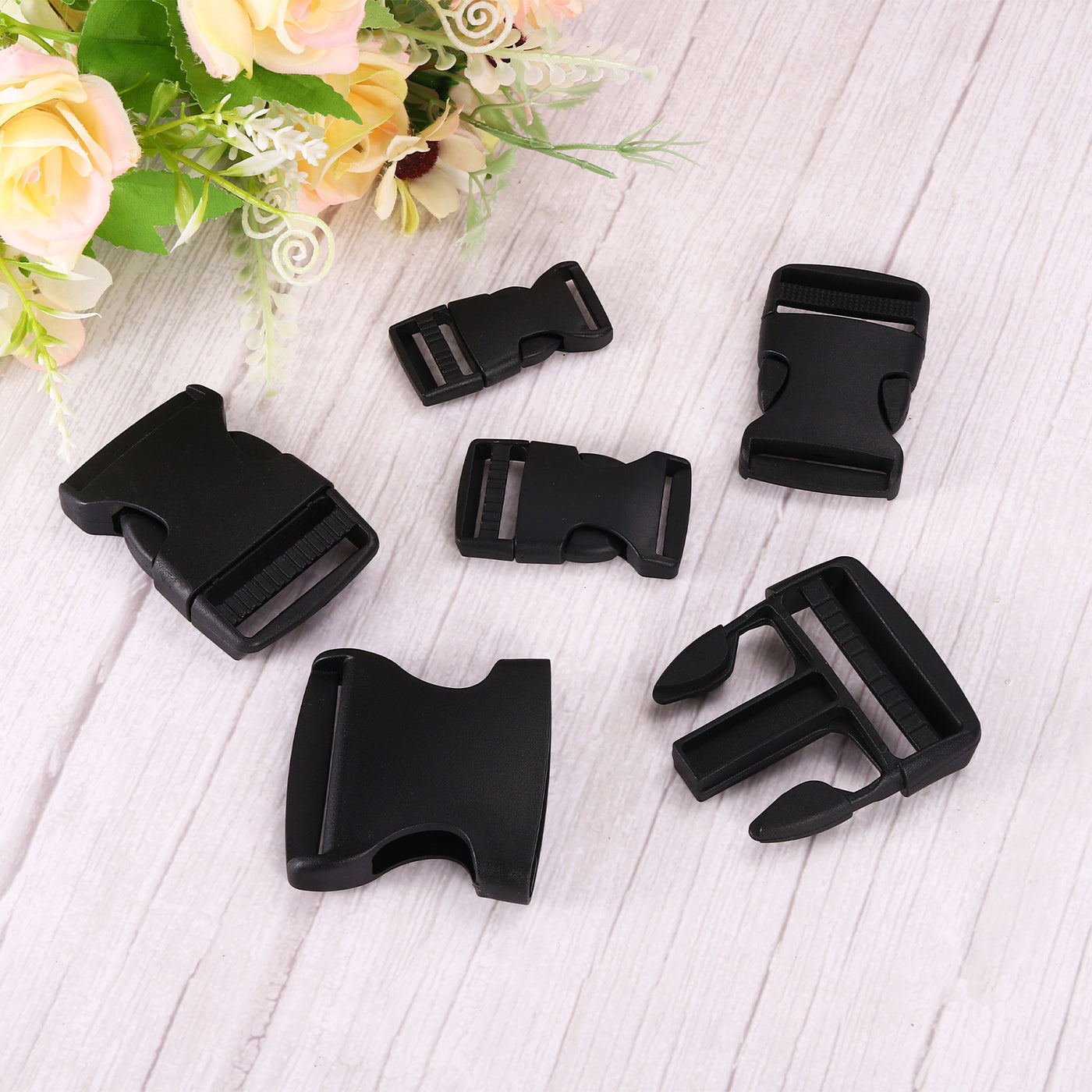 uxcell Uxcell 2Pcs 3/4" Plastic Dual Adjustable Side Release Buckle for Backpack Strap Black