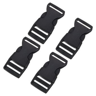 Harfington Uxcell 4Pcs 3/4" Plastic Dual Adjustable Side Release Buckle for Backpack Strap Black