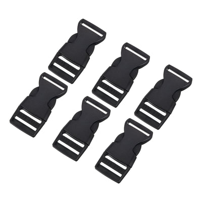 Harfington Uxcell 6Pcs 3/4" Plastic Dual Adjustable Side Release Buckle for Backpack Strap Black