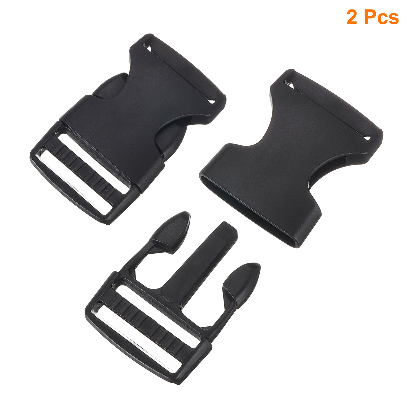 uxcell Uxcell 2Pcs 1" Plastic Dual Adjustable Side Release Buckle for Backpack Strap Black