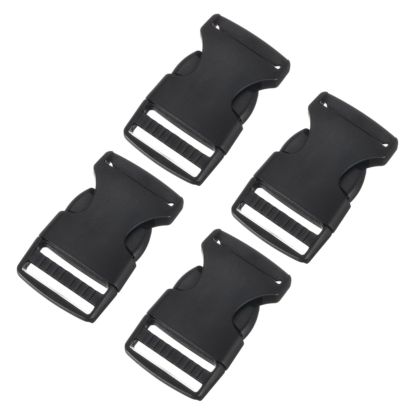 uxcell Uxcell 4Pcs 1" Plastic Dual Adjustable Side Release Buckle for Backpack Strap Black