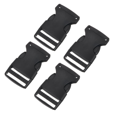 Harfington Uxcell 4Pcs 1" Plastic Dual Adjustable Side Release Buckle for Backpack Strap Black