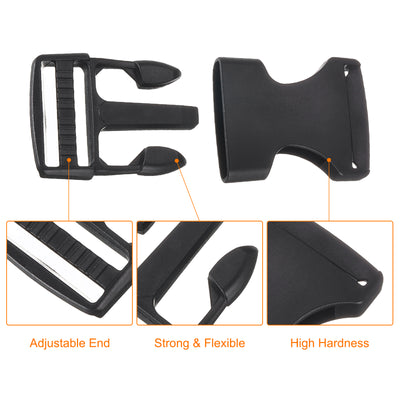 Harfington Uxcell 6Pcs 1" Plastic Dual Adjustable Side Release Buckle for Backpack Strap Black