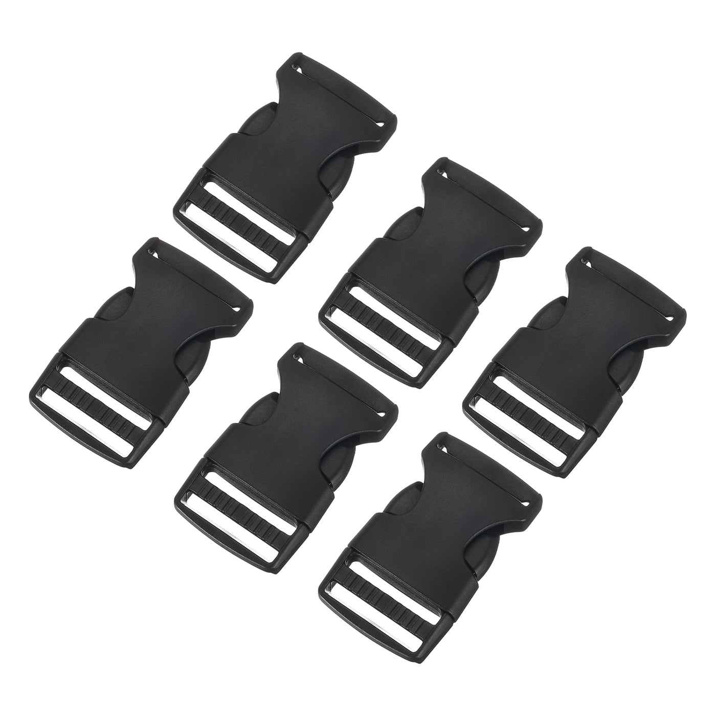 uxcell Uxcell 6Pcs 1" Plastic Dual Adjustable Side Release Buckle for Backpack Strap Black