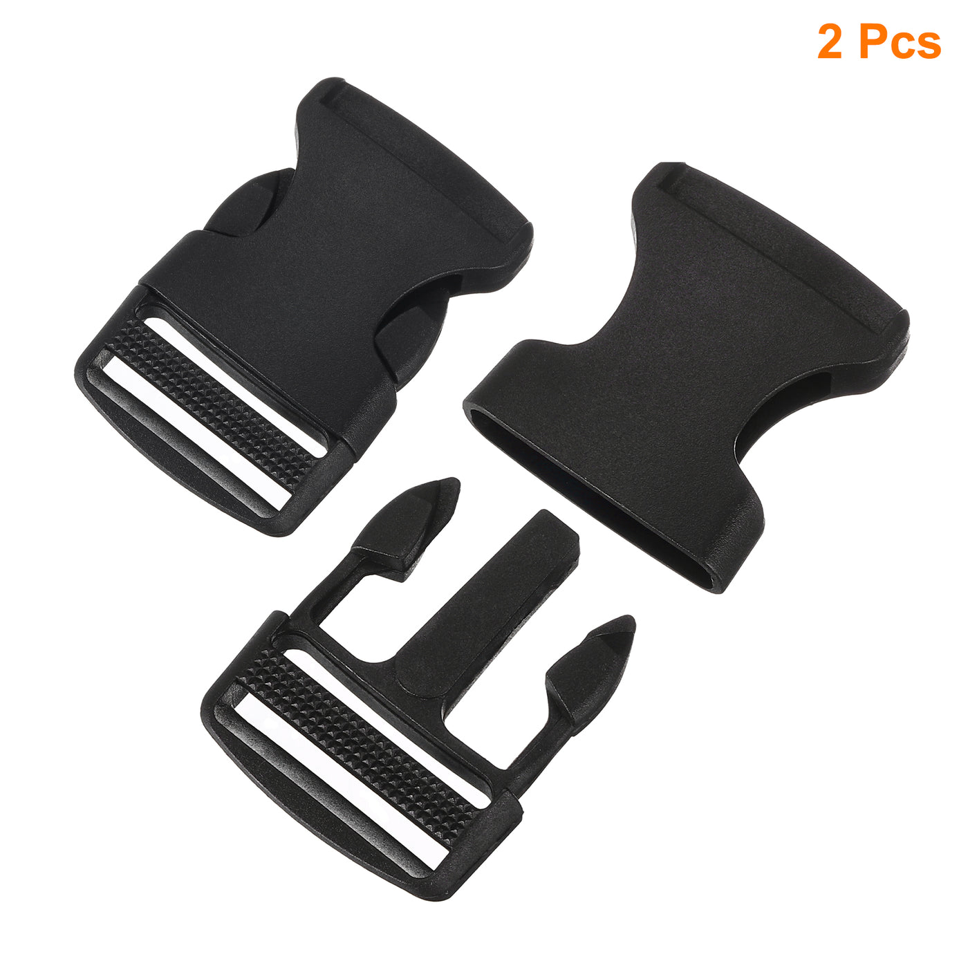 uxcell Uxcell 2Pcs 1-1/4" Plastic Dual Adjustable Side Release Buckle for Backpack Strap Black