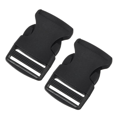 Harfington Uxcell 2Pcs 1-1/4" Plastic Dual Adjustable Side Release Buckle for Backpack Strap Black