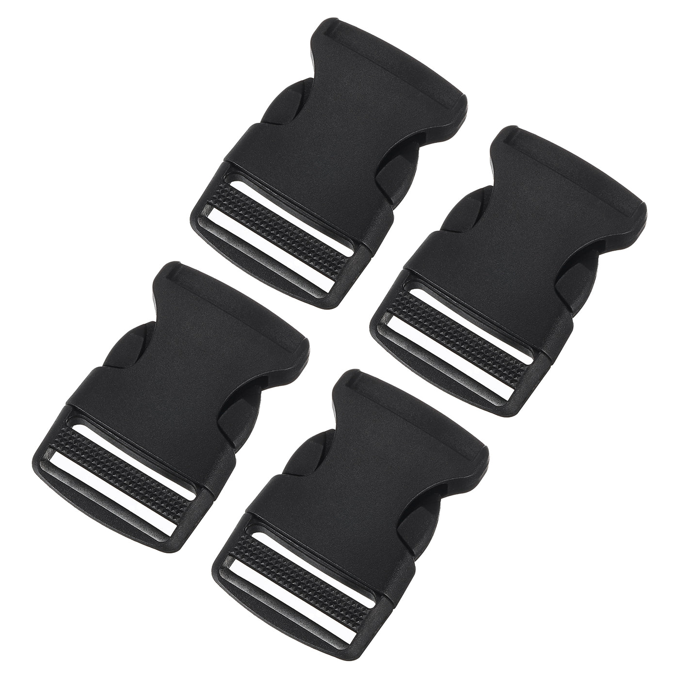 uxcell Uxcell 4Pcs 1-1/4" Plastic Dual Adjustable Side Release Buckle for Backpack Strap Black