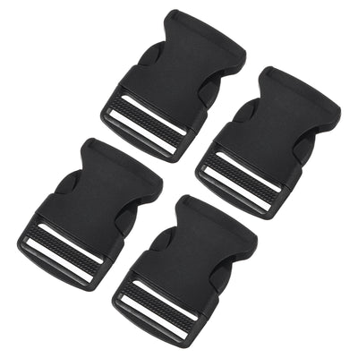 Harfington Uxcell 4Pcs 1-1/4" Plastic Dual Adjustable Side Release Buckle for Backpack Strap Black