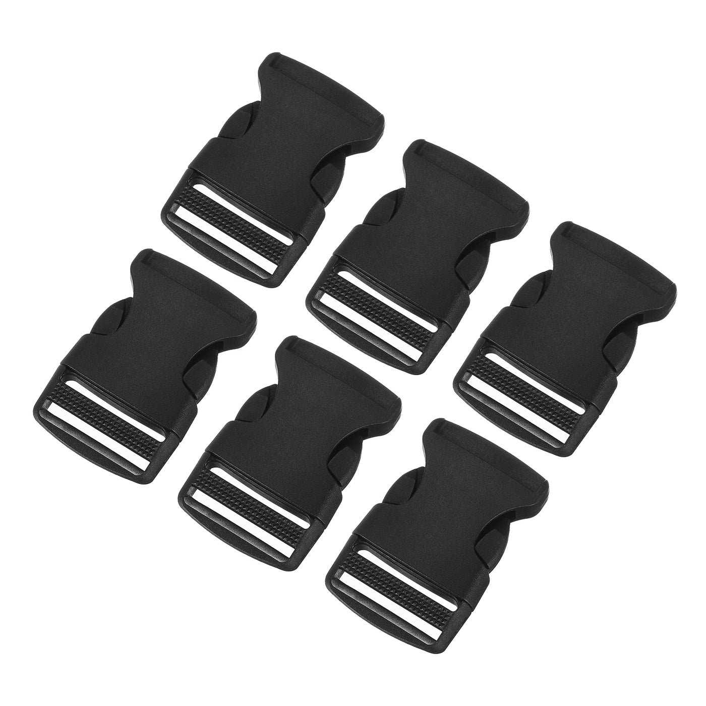 uxcell Uxcell 6Pcs 1-1/4" Plastic Dual Adjustable Side Release Buckle for Backpack Strap Black