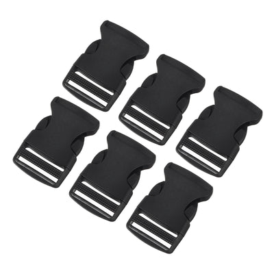 Harfington Uxcell 6Pcs 1-1/4" Plastic Dual Adjustable Side Release Buckle for Backpack Strap Black