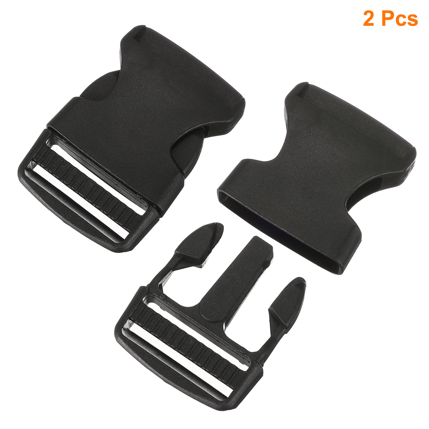 uxcell Uxcell 2Pcs 1-1/2" Plastic Dual Adjustable Side Release Buckle for Backpack Strap Black