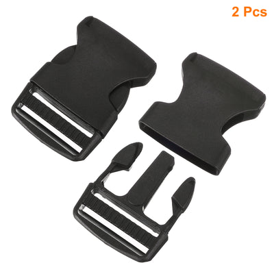 Harfington Uxcell 2Pcs 1-1/2" Plastic Dual Adjustable Side Release Buckle for Backpack Strap Black