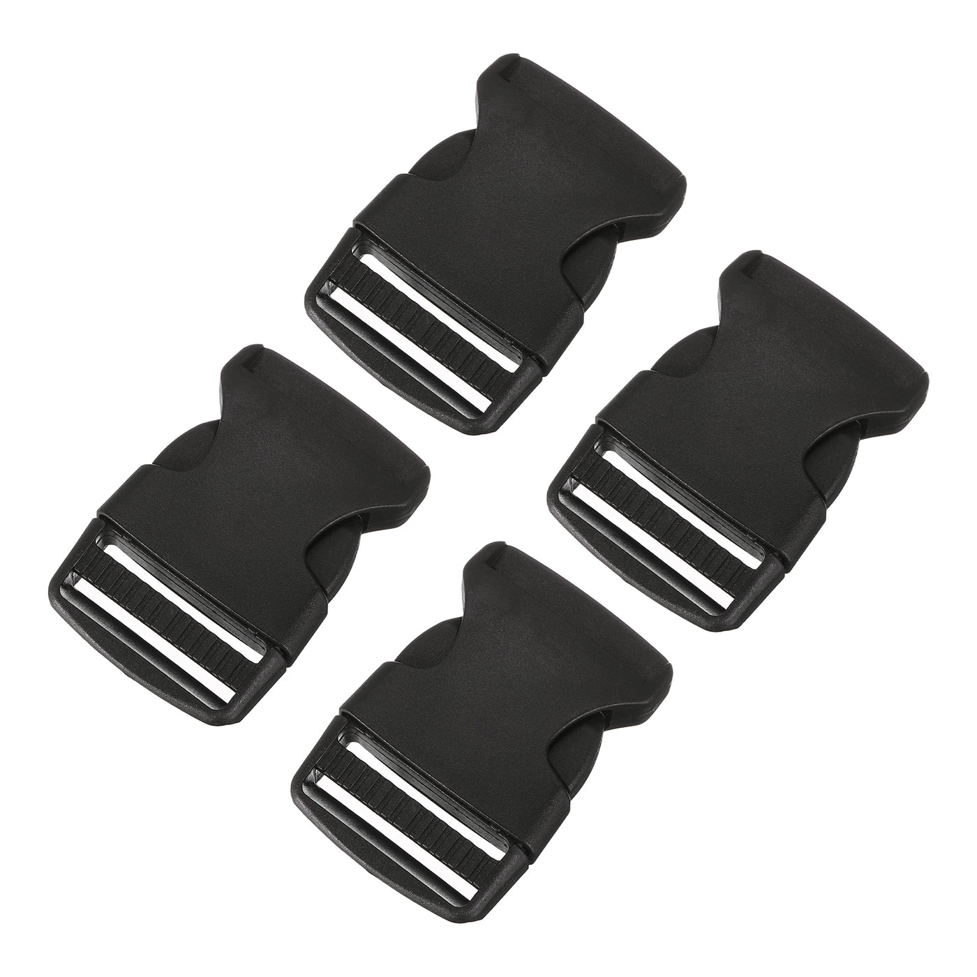 uxcell Uxcell 4Pcs 1-1/2" Plastic Dual Adjustable Side Release Buckle for Backpack Strap Black