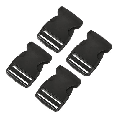 Harfington Uxcell 4Pcs 1-1/2" Plastic Dual Adjustable Side Release Buckle for Backpack Strap Black