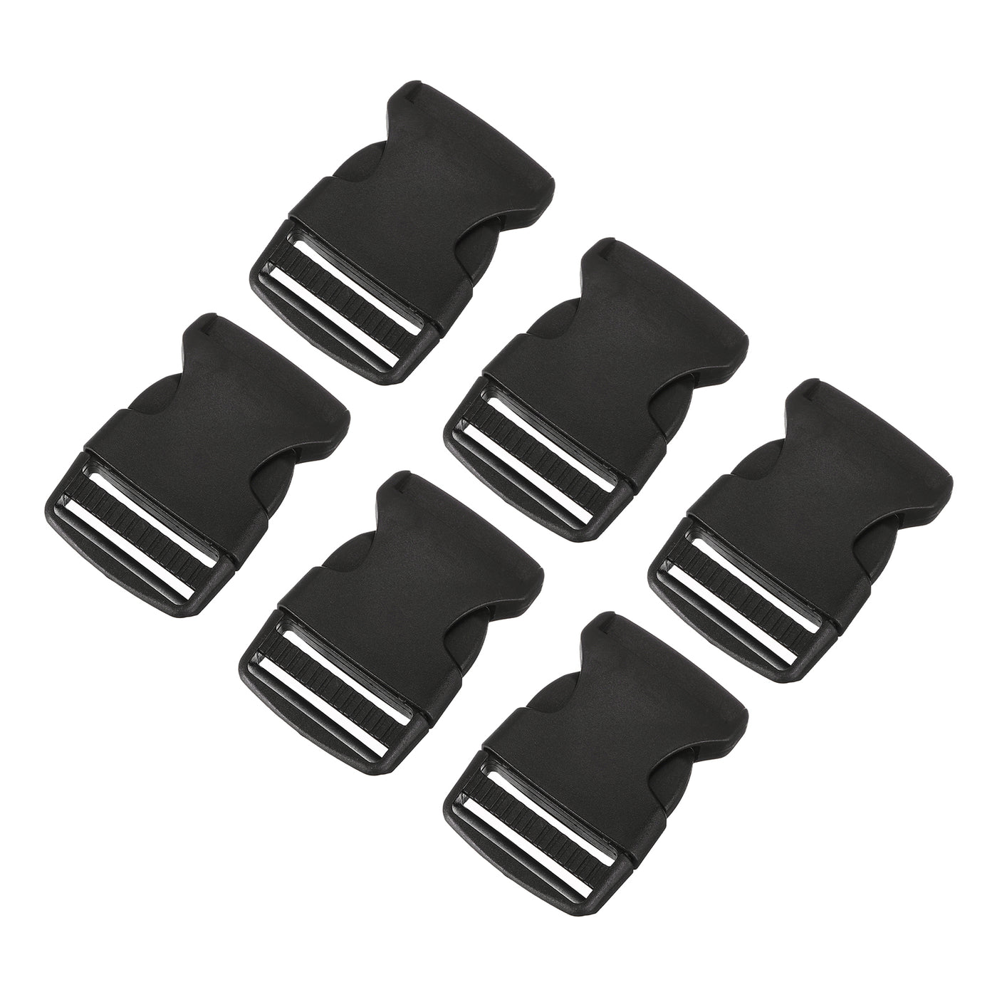 uxcell Uxcell 6Pcs 1-1/2" Plastic Dual Adjustable Side Release Buckle for Backpack Strap Black