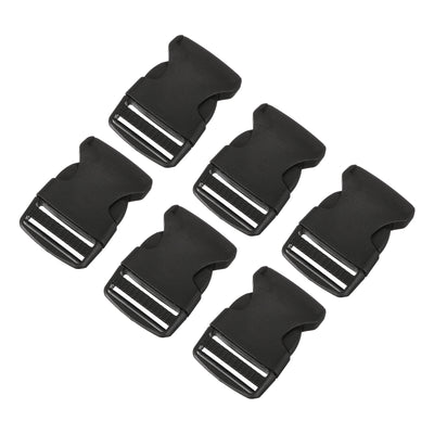 Harfington Uxcell 6Pcs 1-1/2" Plastic Dual Adjustable Side Release Buckle for Backpack Strap Black