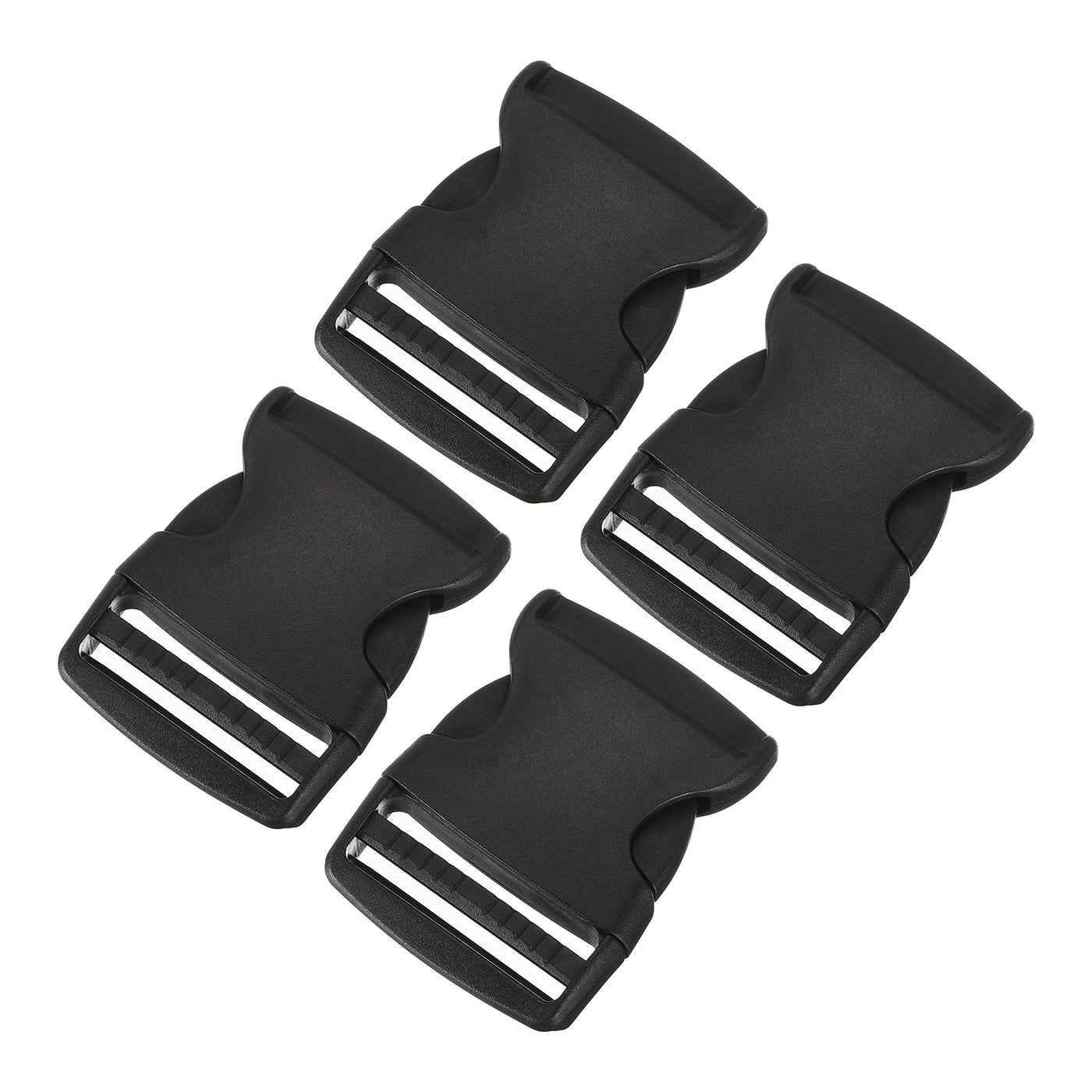 uxcell Uxcell 4Pcs 2" Plastic Dual Adjustable Side Release Buckle for Backpack Strap Black