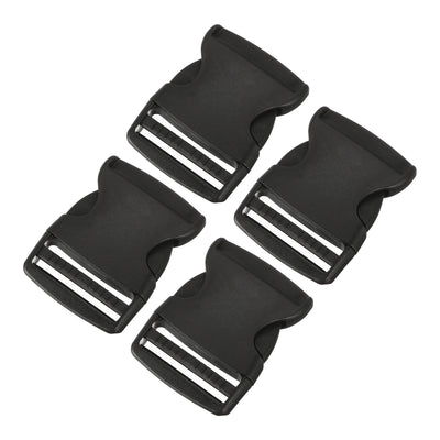 Harfington Uxcell 4Pcs 2" Plastic Dual Adjustable Side Release Buckle for Backpack Strap Black