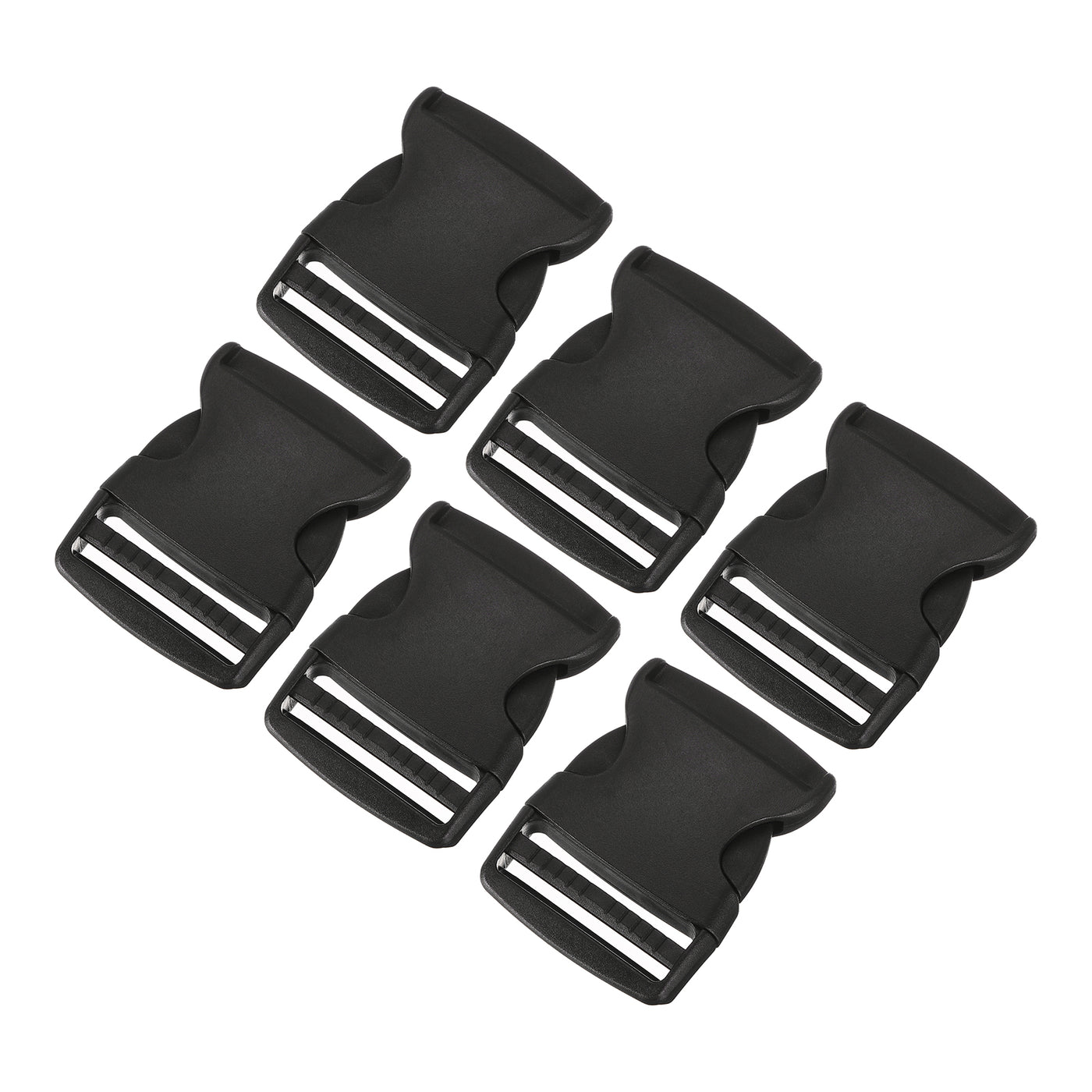 uxcell Uxcell 6Pcs 2" Plastic Dual Adjustable Side Release Buckle for Backpack Strap Black