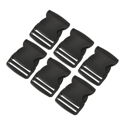 Harfington Uxcell 6Pcs 2" Plastic Dual Adjustable Side Release Buckle for Backpack Strap Black