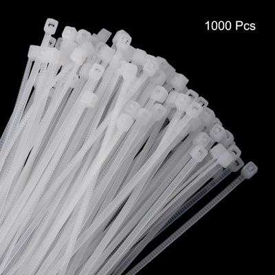 Harfington 1000pcs 3 Inch 11 Lbs Cable Zip Ties Self-Locking Small Nylon Cable Tie Wraps 1/8" for Cord Management, White