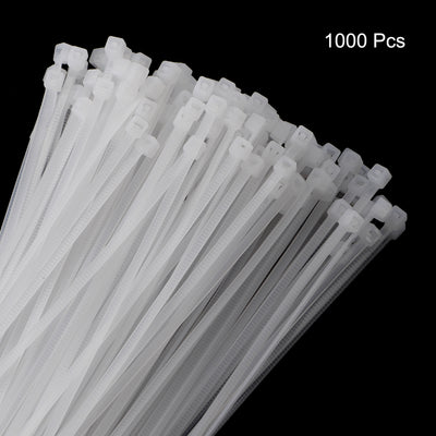 Harfington 1000pcs 6 Inch 22 Lbs Cable Zip Ties Self-Locking Extra Long Nylon Cable Tie Wraps 0.16" for Cord Management, White