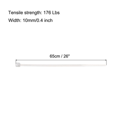 Harfington 100 Stück 65cm/26" 176 lbs Kabelbinder Selbstsichernde Extra Lange Nylon Kabelbinder 10mm für Kabelmanagement, Weiß