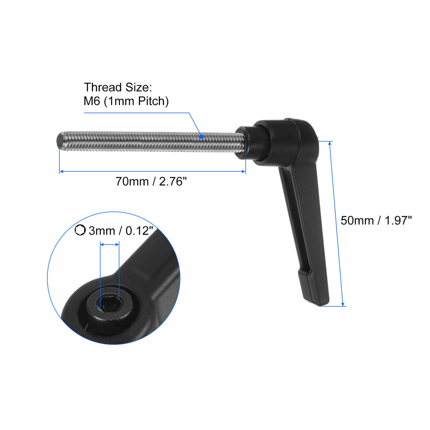 uxcell Uxcell Stainless Steel Thread Adjustable Clamping Lever Handle Knob