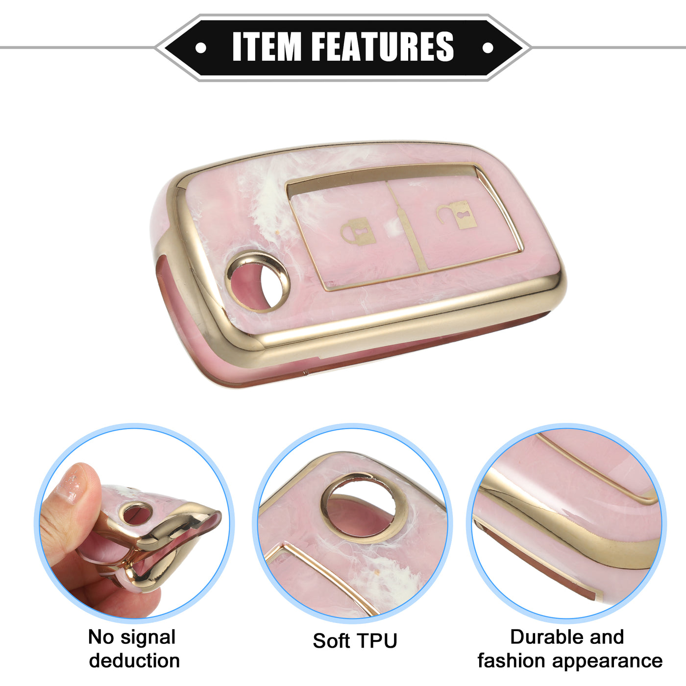 VekAuto Smart Key Fob Case Cover Compatible for Nissan Rogue Frontier, Durable TPU Pink 2 Button Porcelain Pattern Remote Key Fob Case Protection Shell