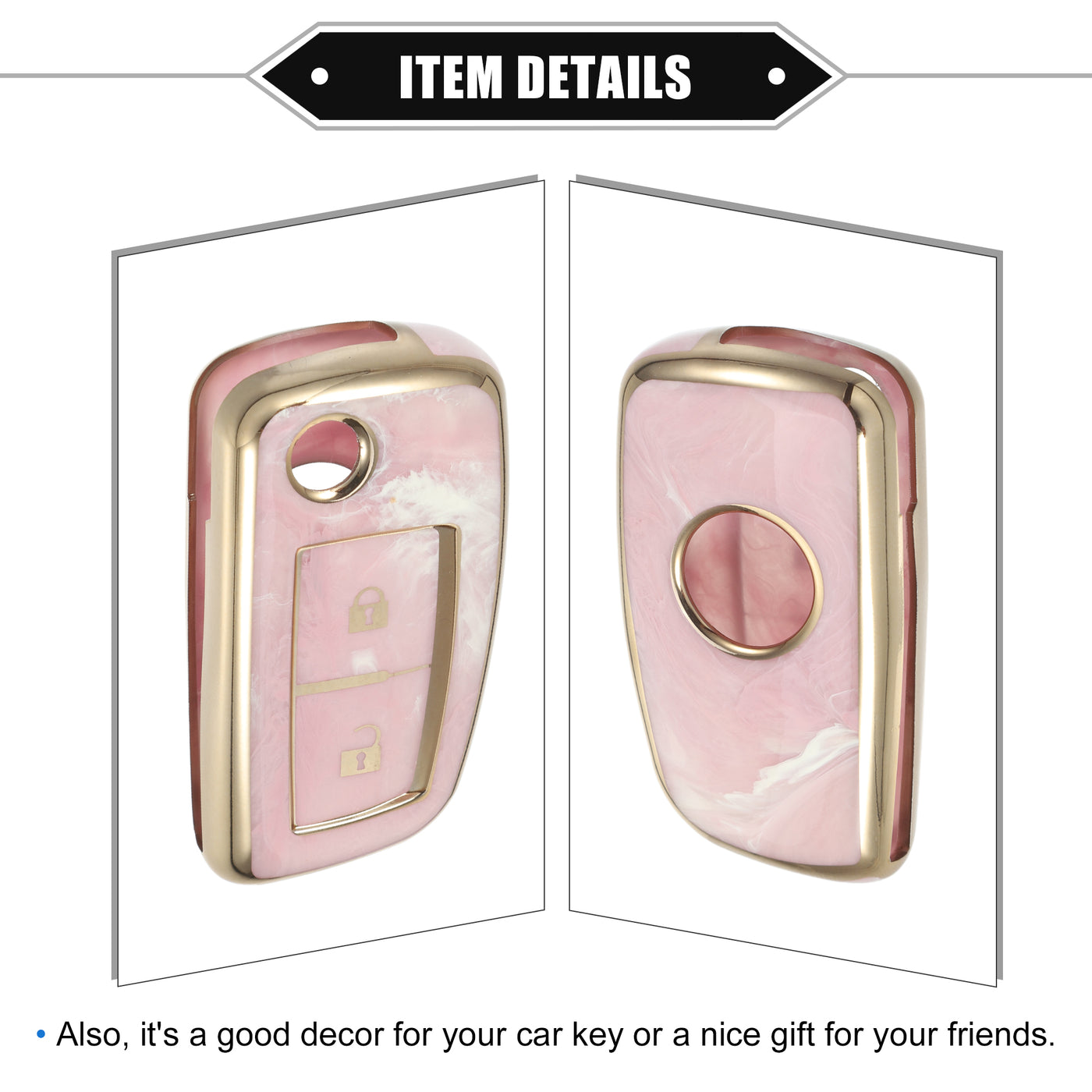 VekAuto Smart Key Fob Case Cover Compatible for Nissan Rogue Frontier, Durable TPU Pink 2 Button Porcelain Pattern Remote Key Fob Case Protection Shell