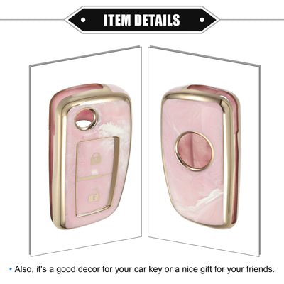 Harfington Smart Key Fob Case Cover Compatible for Nissan Rogue Frontier, Durable TPU Pink 2 Button Porcelain Pattern Remote Key Fob Case Protection Shell