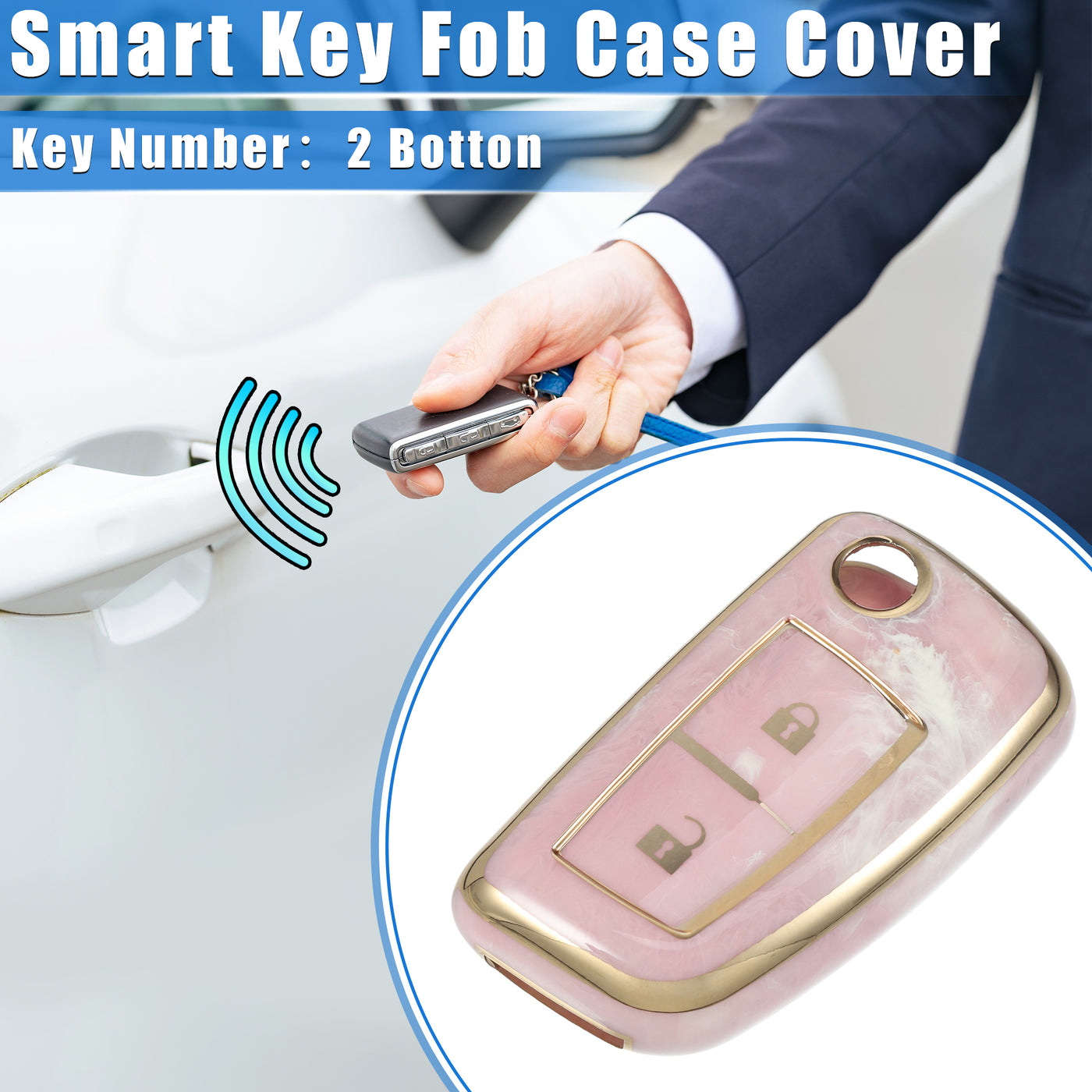 VekAuto Smart Key Fob Case Cover Compatible for Nissan Rogue Frontier, Durable TPU Pink 2 Button Porcelain Pattern Remote Key Fob Case Protection Shell