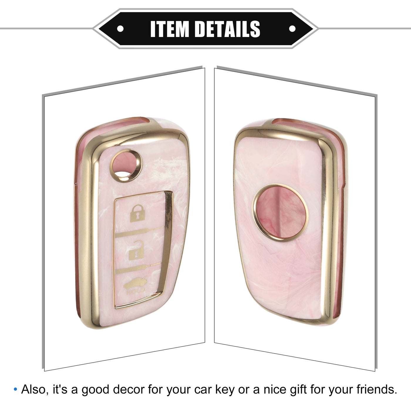 VekAuto Smart Key Fob Case Cover Compatible for Nissan Rogue Frontier, Durable TPU Pink 3 Button Porcelain Pattern Remote Key Fob Case Protection Shell