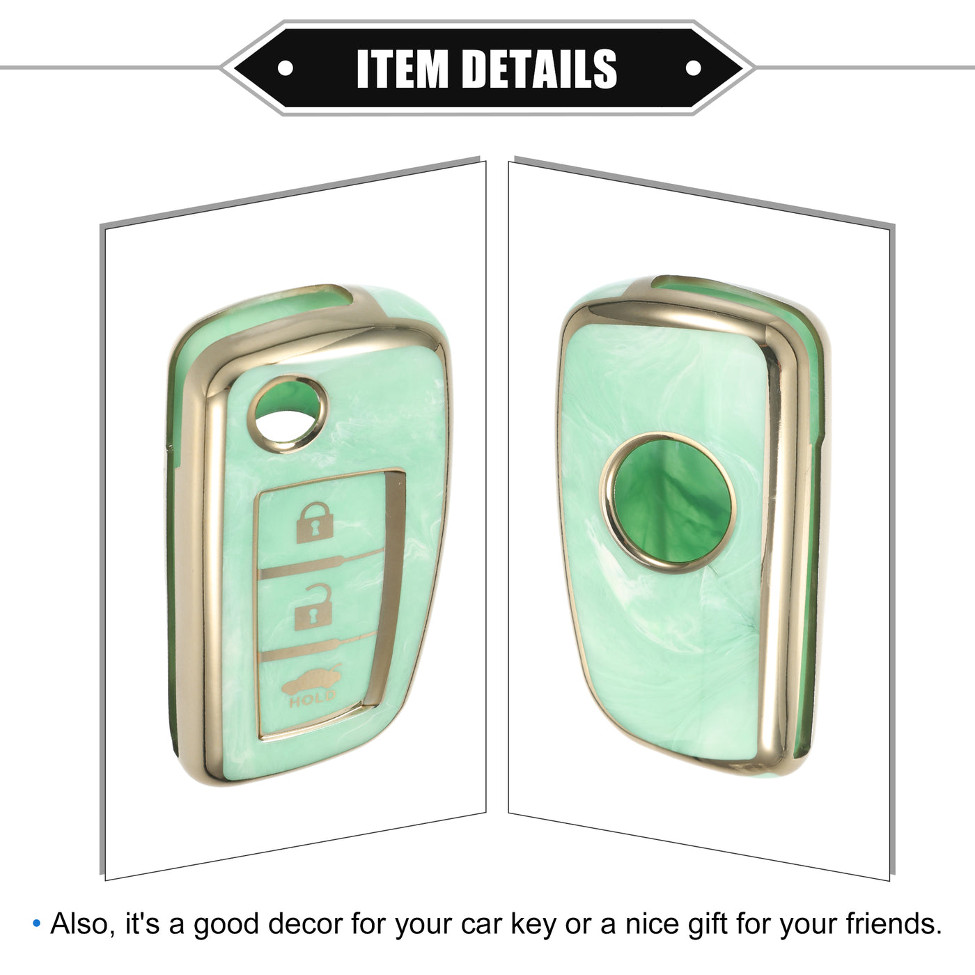 VekAuto Smart Key Fob Case Cover Compatible for Nissan Rogue Frontier, Durable TPU Green 3 Button Porcelain Pattern Remote Key Fob Case Protection Shell