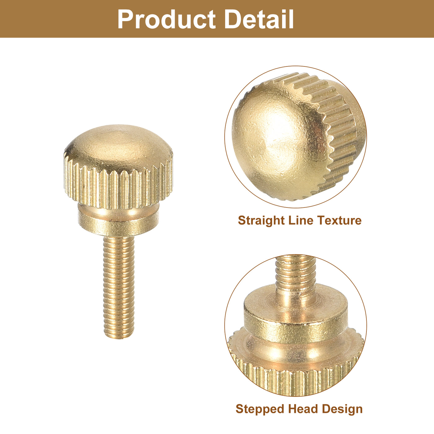 uxcell Uxcell M3x12mm Knurled Thumb Screws, 6pcs Brass Thumb Screws with Shoulder, Brass Tone