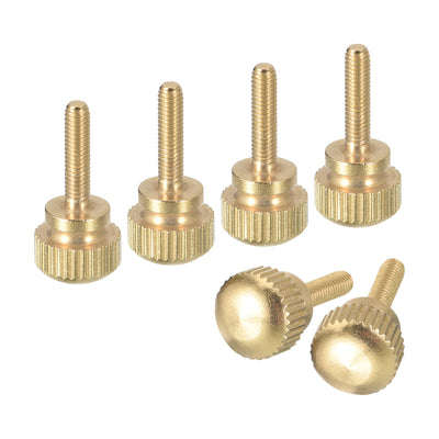 Harfington Uxcell M3x12mm Knurled Thumb Screws, 6pcs Brass Thumb Screws with Shoulder, Brass Tone