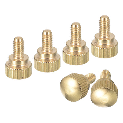 uxcell Uxcell M4x8mm Knurled Thumb Screws, 6pcs Brass Thumb Screws with Shoulder, Brass Tone