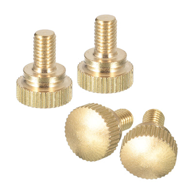 uxcell Uxcell M5x8mm Knurled Thumb Screws, 4pcs Brass Thumb Screws with Shoulder, Brass Tone