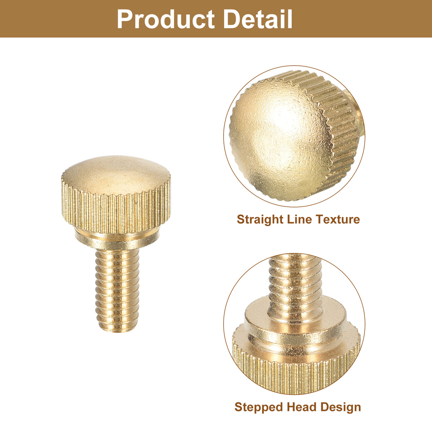 uxcell Uxcell M6x12mm Knurled Thumb Screws, 5pcs Brass Thumb Screws with Shoulder, Brass Tone