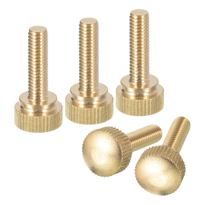 uxcell Uxcell M6x20mm Knurled Thumb Screws, 5pcs Brass Thumb Screws with Shoulder, Brass Tone