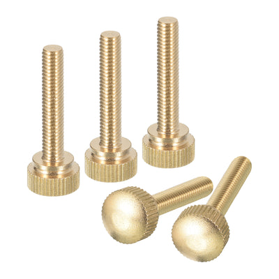 uxcell Uxcell M6x30mm Knurled Thumb Screws, 5pcs Brass Thumb Screws with Shoulder, Brass Tone