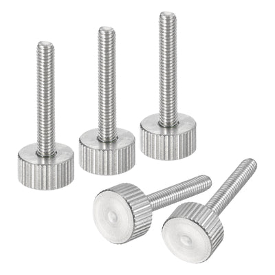 uxcell Uxcell M4x25mm Knurled Thumb Screws, 5pcs 304 Stainless Steel Flat Knurled Head Bolts