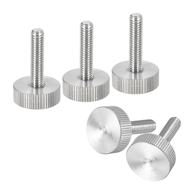 uxcell Uxcell M6x25mm Knurled Thumb Screws, 5pcs 304 Stainless Steel Flat Knurled Head Bolts